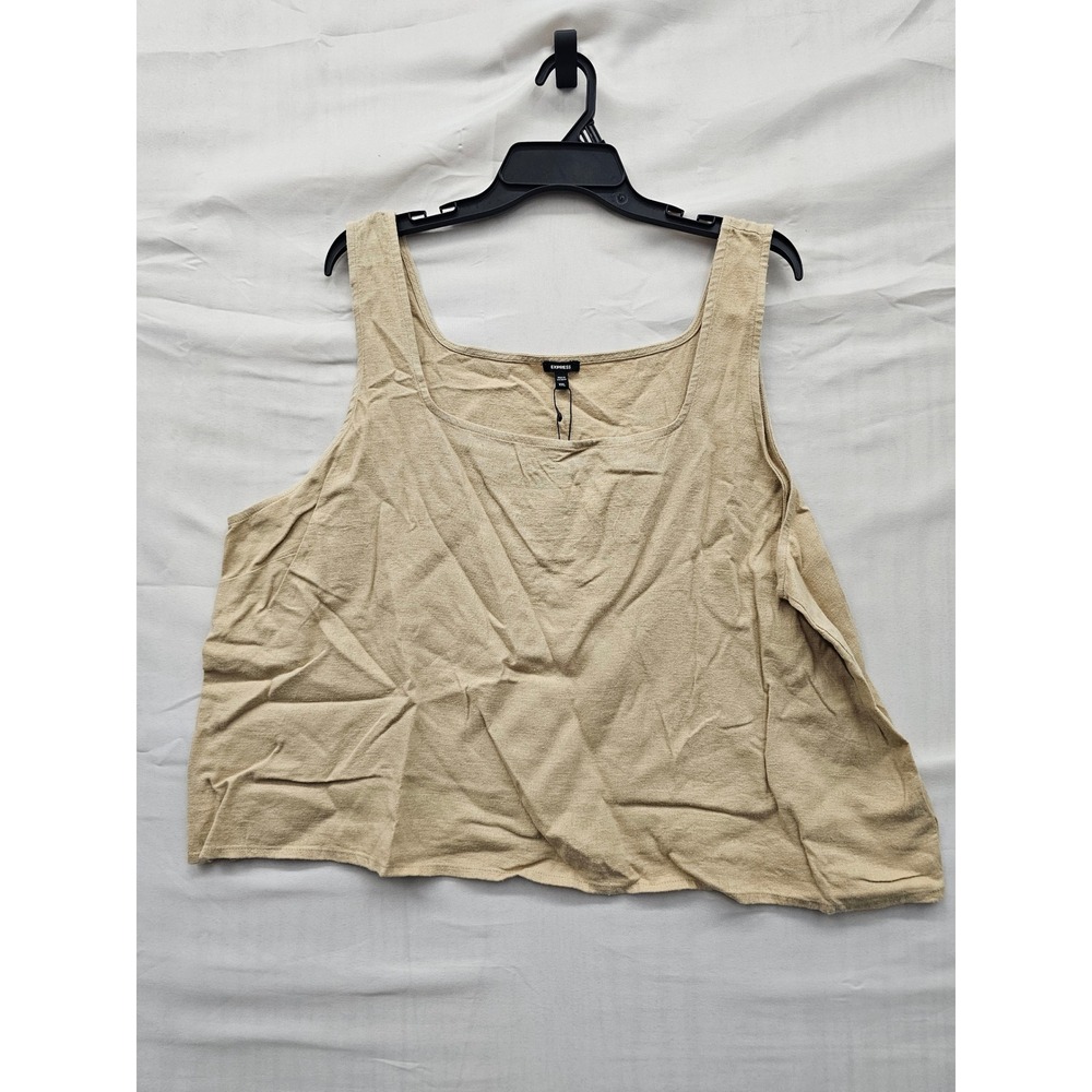 Express Womens Relaxed Tank Top Cream Linen Blend Casual Size XXL